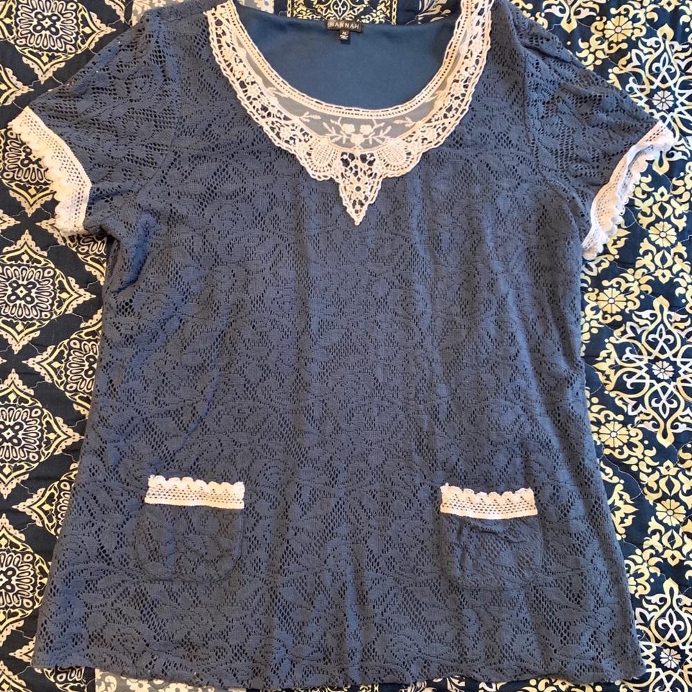 Blue/Ivory Top, size XL